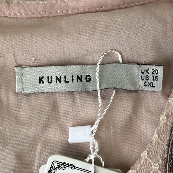 Kunling Sequin Lined Short Sleeve Rose Mauve Dress Size 16 NWT - Picture 3 of 12